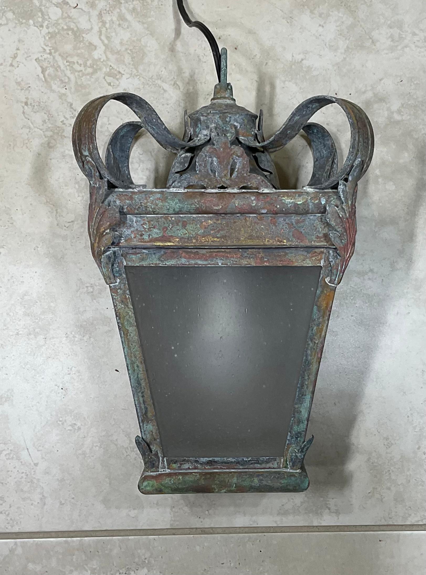 Funky Brass Hanging Lantern In Good Condition For Sale In Delray Beach, FL