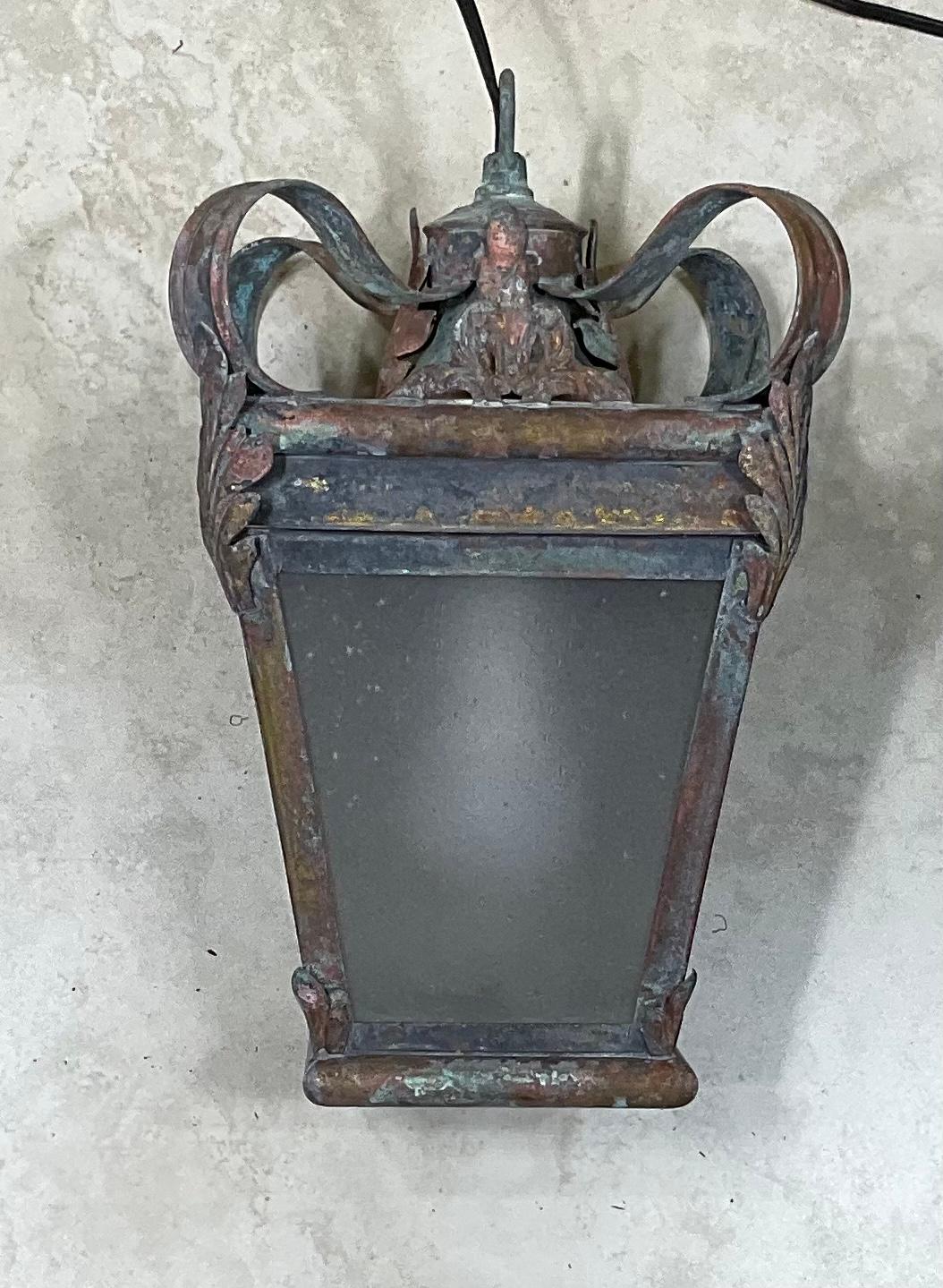 20th Century Funky Brass Hanging Lantern For Sale