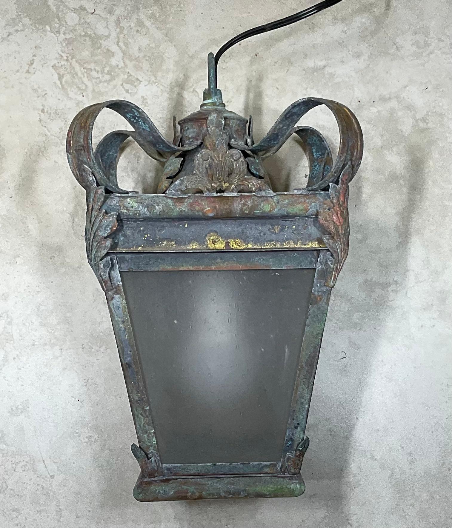Funky Brass Hanging Lantern For Sale 1