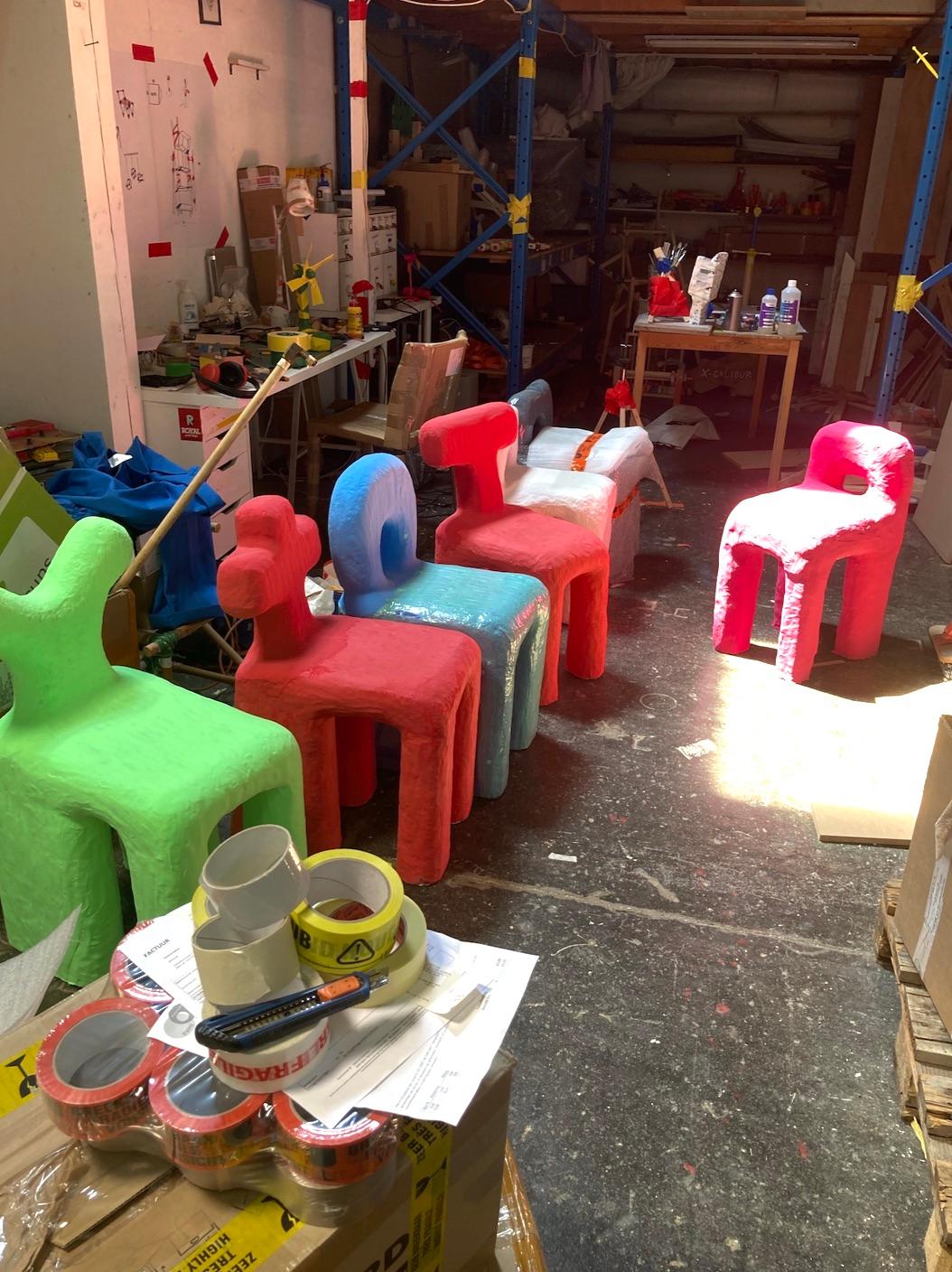 Clay Funky Chairs Made by Diego Faivre Minute Manufacture Designs For Sale