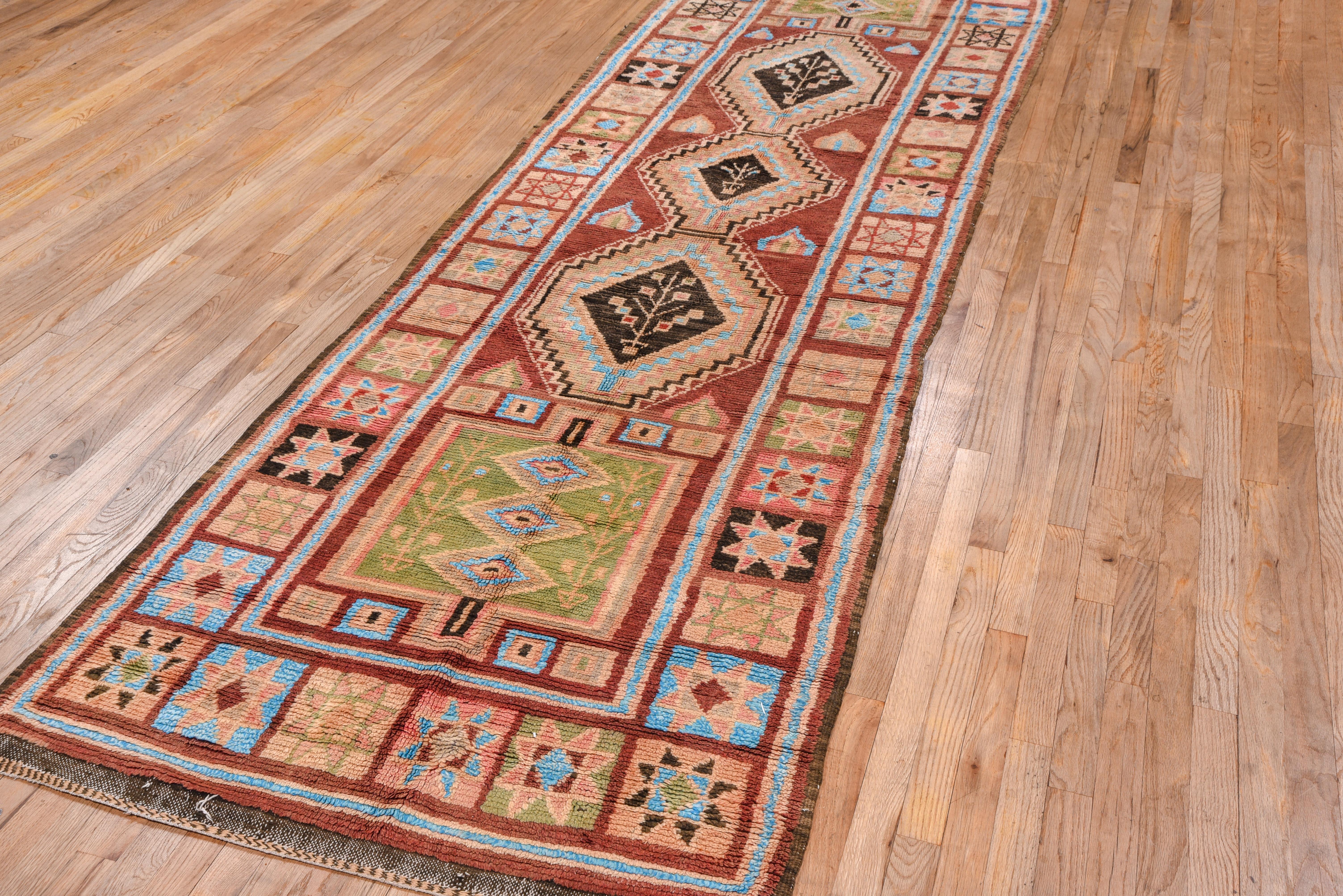 Mid-20th Century Funky Colorful Moroccan Runner For Sale