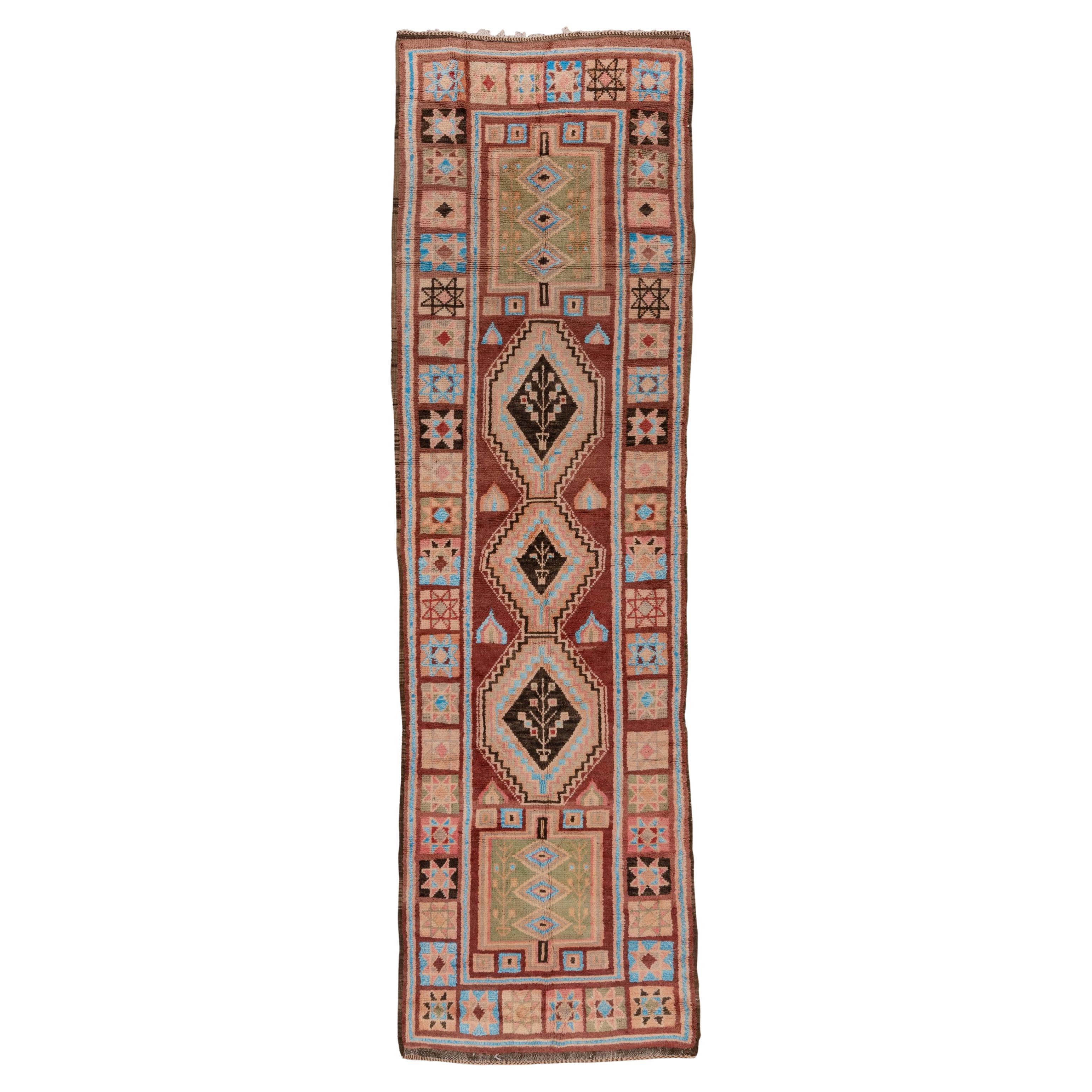 Funky Colorful Moroccan Runner For Sale