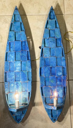 Funky Copper Cubist Wall Sconces - Handcrafted Art Deco Style