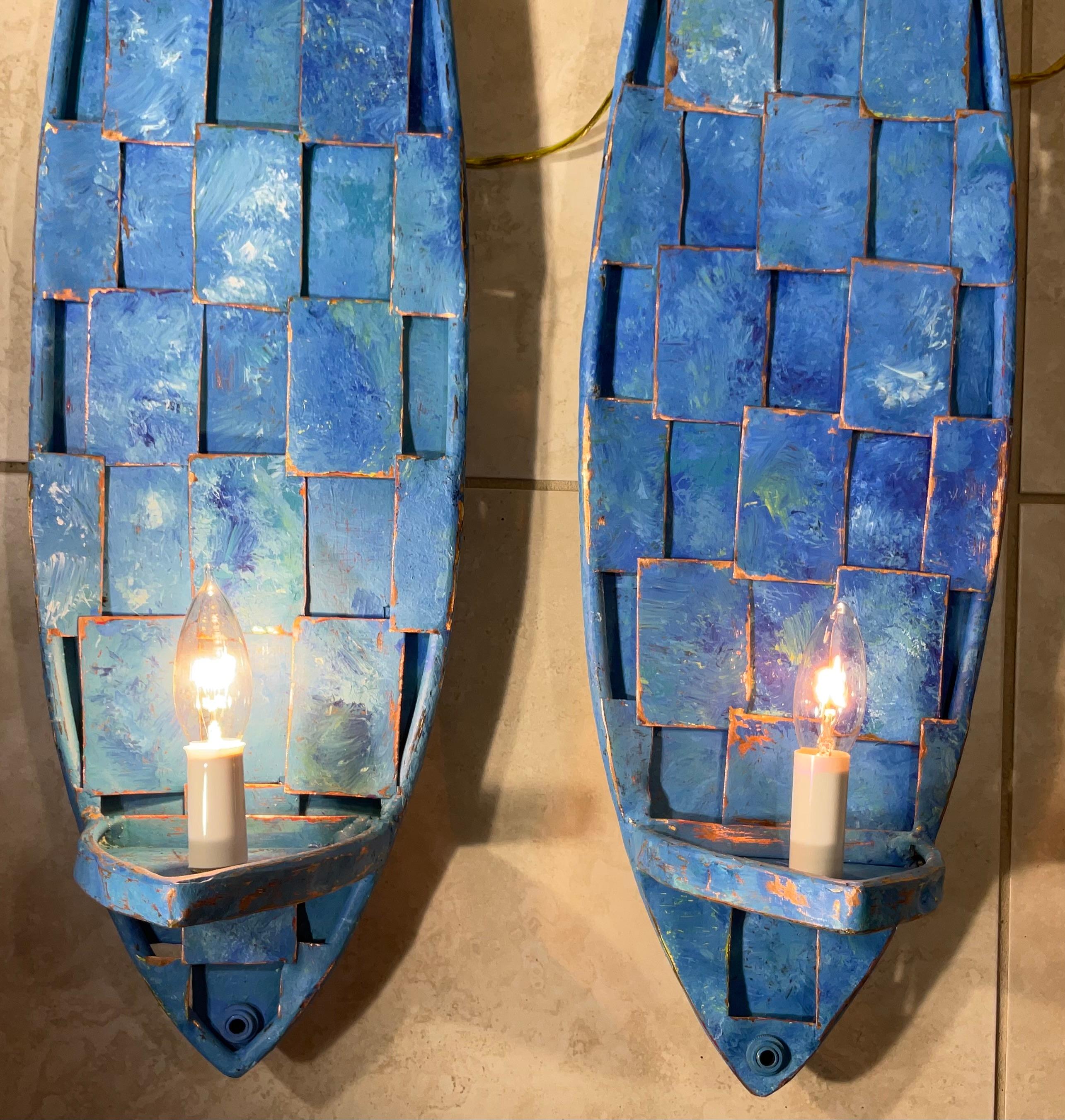 Fatto a mano Funky Sconcese da parete cubiste in rame - Stile Art Deco realizzato a mano in vendita