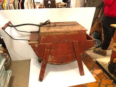 Funky Lavadora Vintage de Madera Roja Estropeada