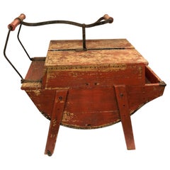Funky Distressed Red Wooden Vintage Washing Machine