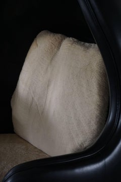 Funky European Space Chair in Leather and Lambwool, Shaped like an Egg, 1980s