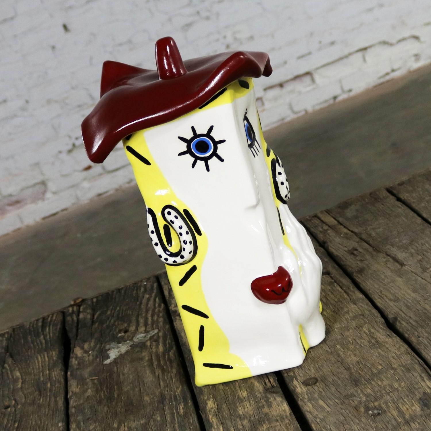 Modern Funky Fun Face Ceramic Cookie Jar by Jerilynn Babroff