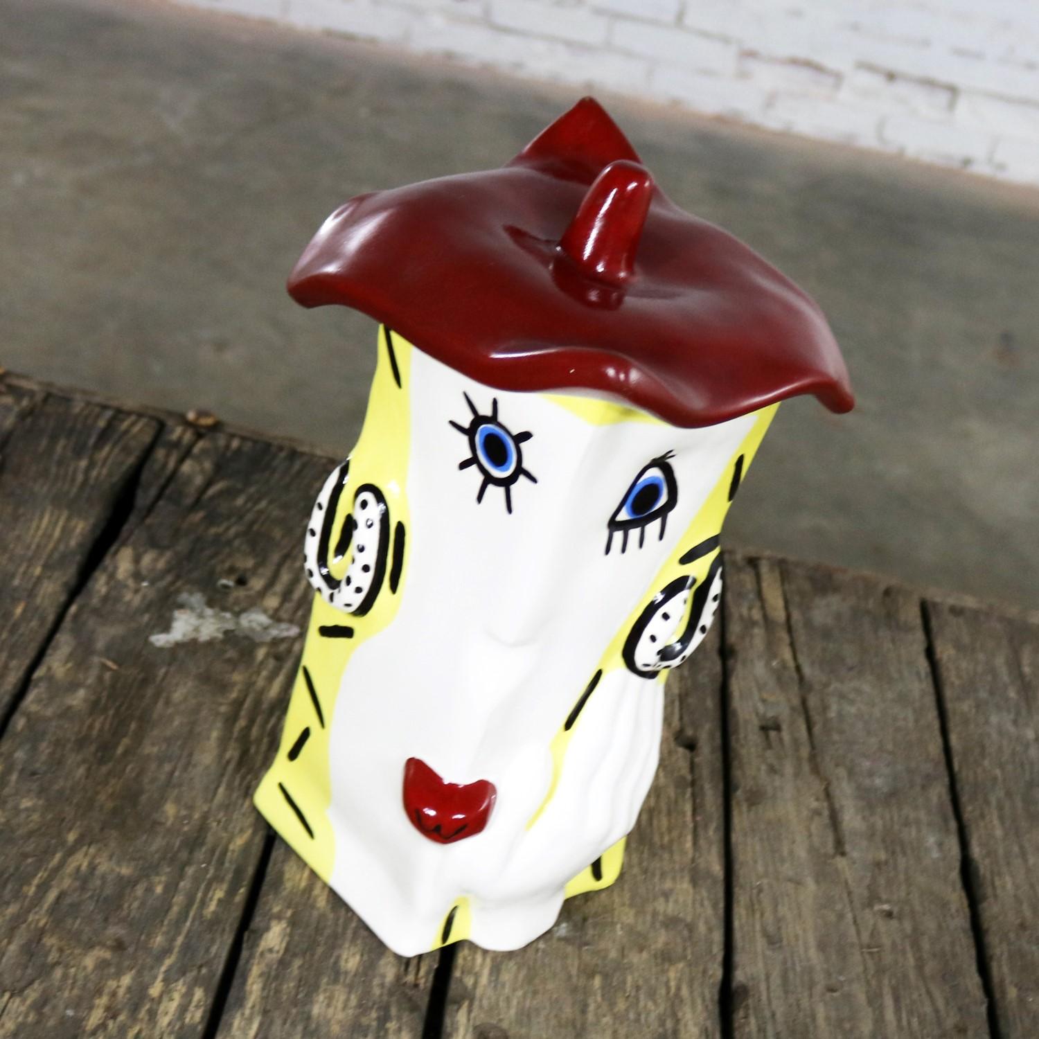 American Funky Fun Face Ceramic Cookie Jar by Jerilynn Babroff