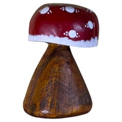 Funky Hand-Carved  Eschenholz-Pilz-Skulptur