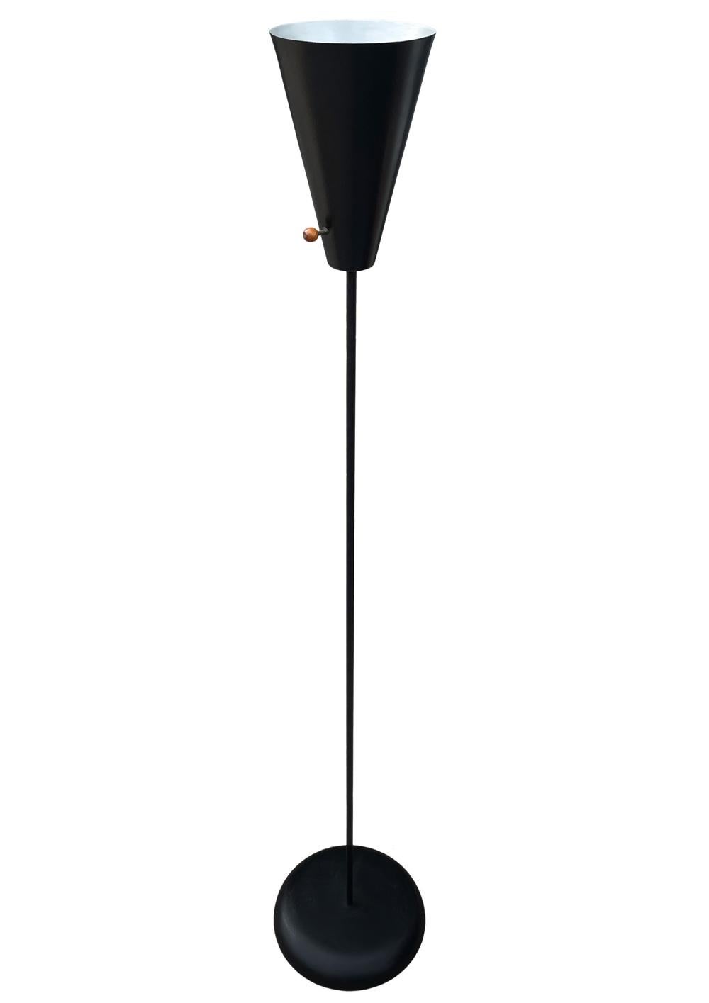 Steel Funky Mid Century Modern Black Enamel Floor Lamp by David Wurster for Raymor For Sale