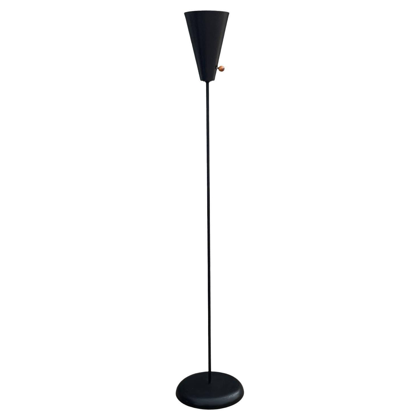 Funky Mid Century Modern Black Enamel Floor Lamp by David Wurster for Raymor For Sale