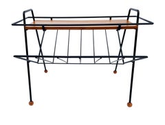 Funky Mid-Century Modern Magazine Rack / Stand with Side Table by Tony Paul