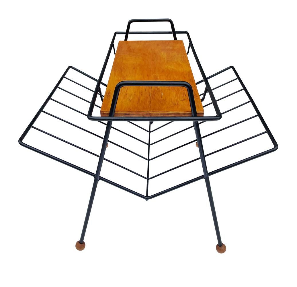 Mid-20th Century Funky Mid-Century Modern Magazine Rack / Stand with Side Table by Tony Paul For Sale