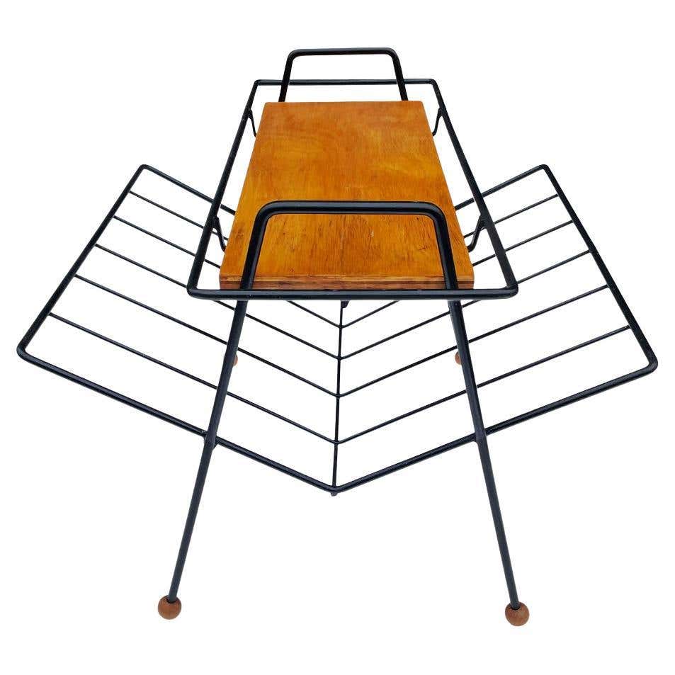 Funky Mid-Century Modern Magazine Rack / Stand with Side Table by Tony ...