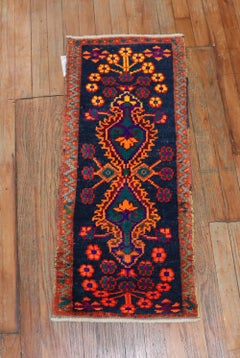 Funky Orange Pop Turkish 20th Century Mini Rug