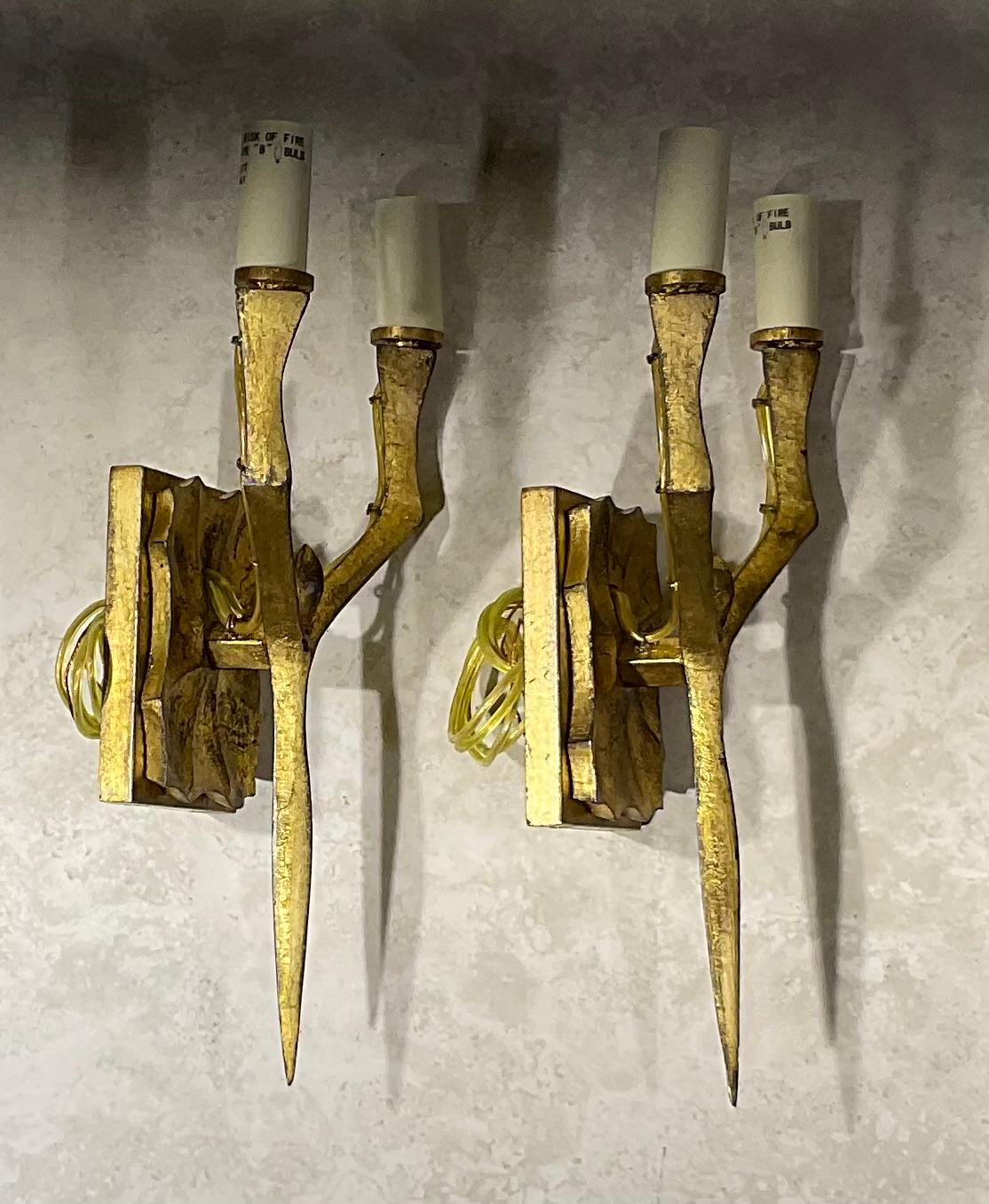 Funky Pair Of Brutalist Style Wall Sconces  For Sale 3