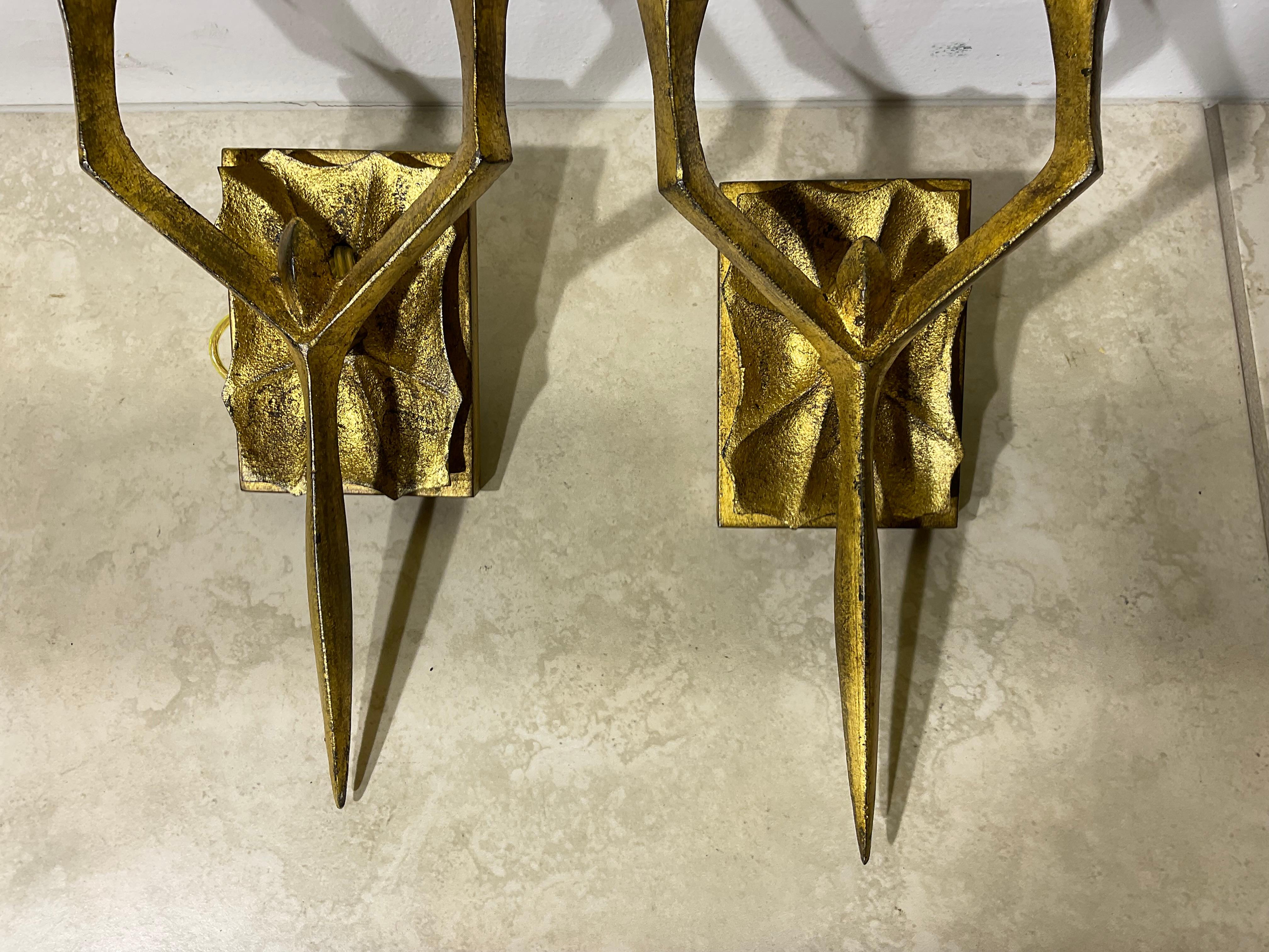 Funky Pair Of Brutalist Style Wall Sconces  For Sale 5