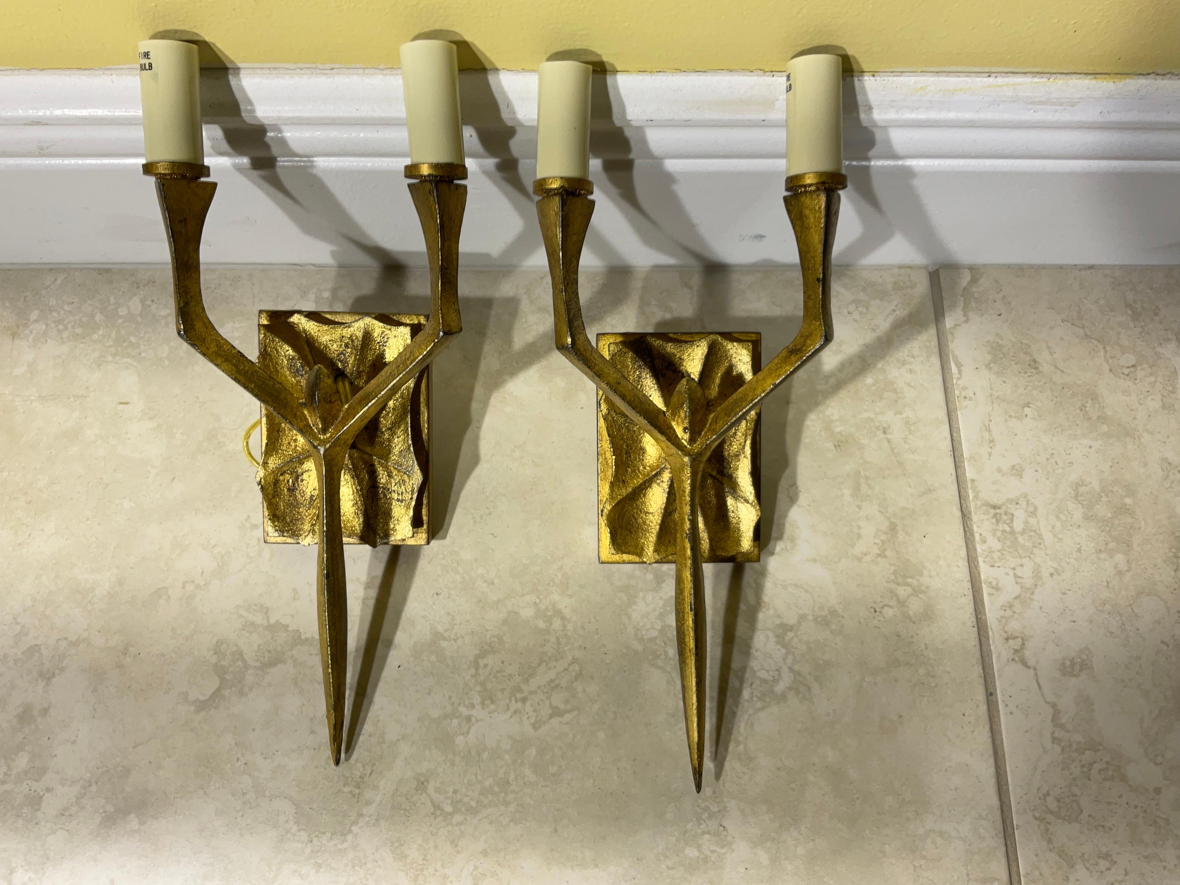 Funky Pair Of Brutalist Style Wall Sconces  For Sale 6
