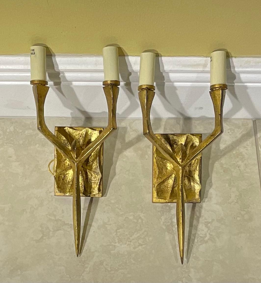 Funky Pair Of Brutalist Style Wall Sconces  For Sale 7