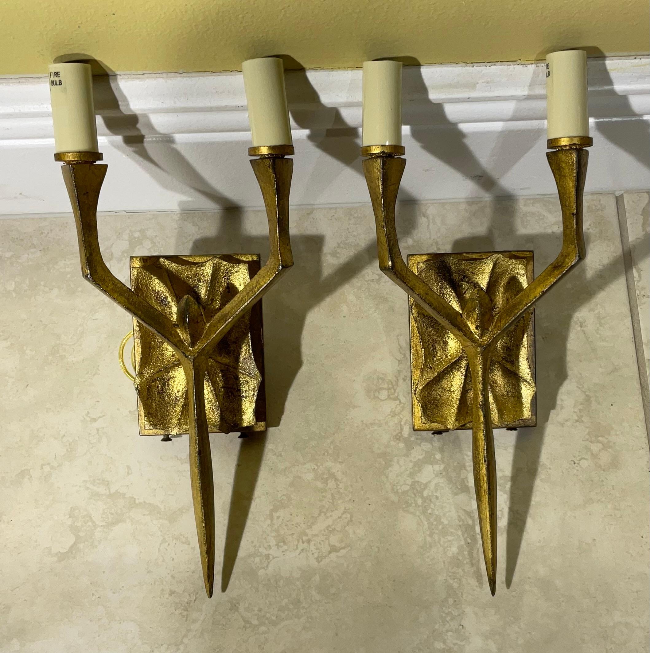 Unknown Funky Pair Of Brutalist Style Wall Sconces  For Sale