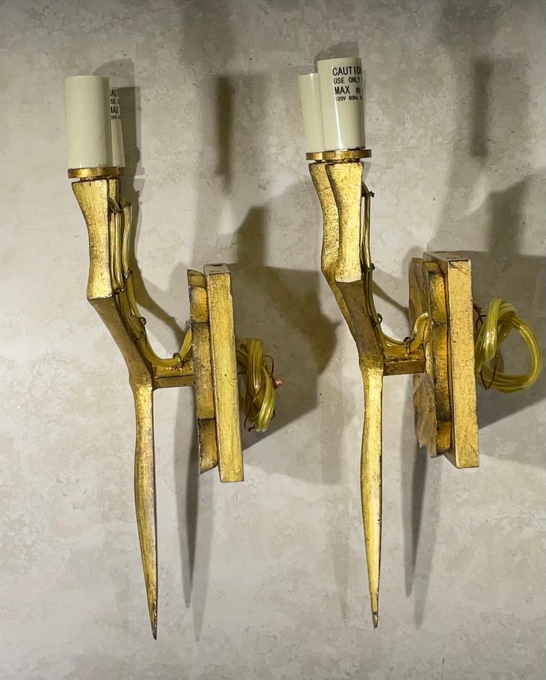 Contemporary Funky Pair Of Brutalist Style Wall Sconces  For Sale