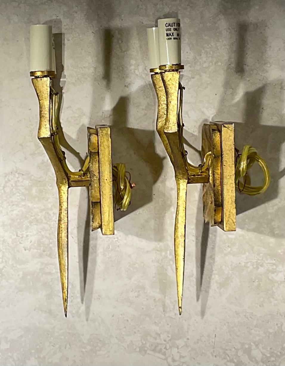 Steel Funky Pair Of Brutalist Style Wall Sconces  For Sale