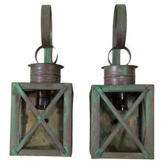 Par de Faroles de Pared de Cobre Macizo Funky -13 "H x 5 "W x 5".75 D