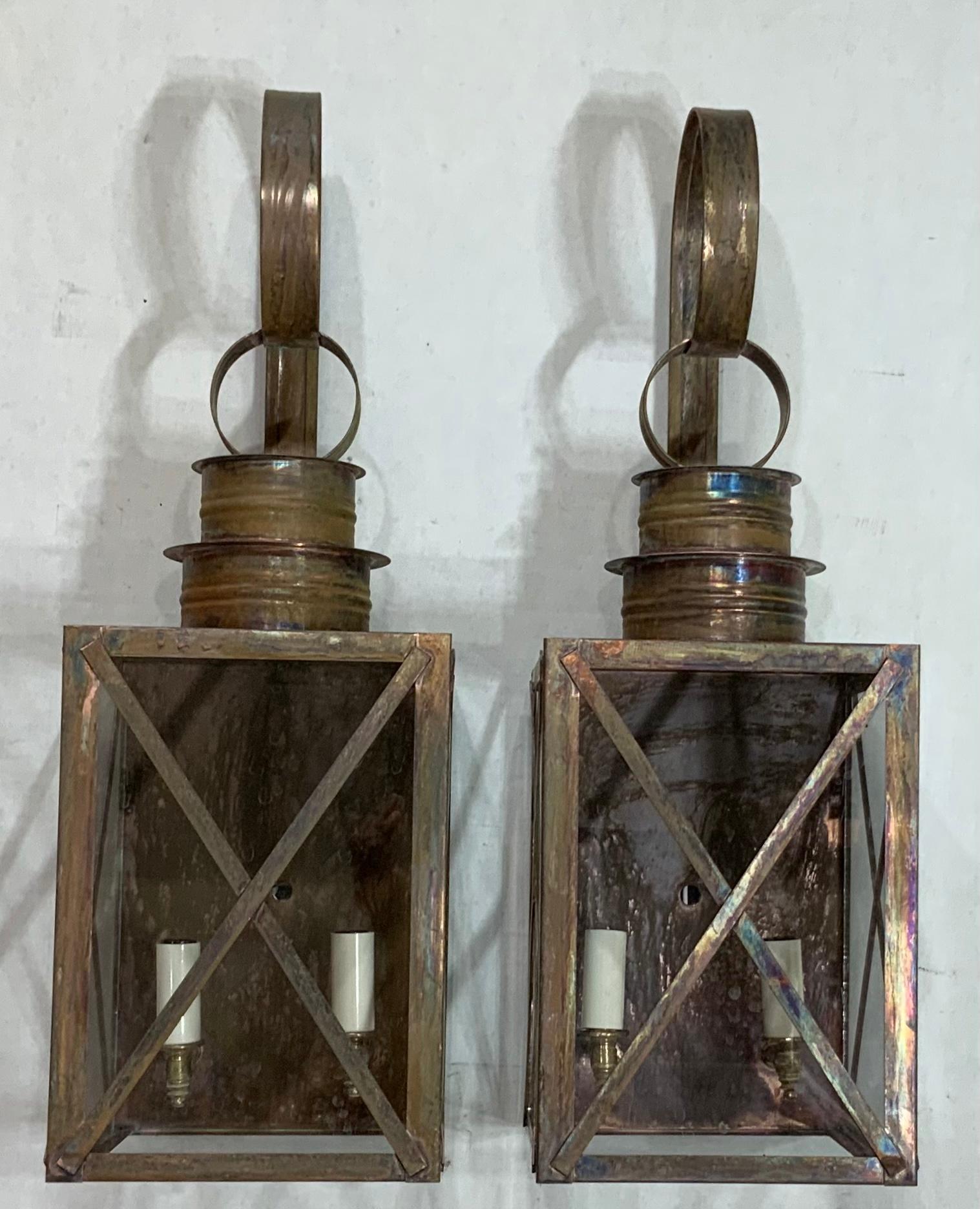 Funky Pair of Solid Copper Wall Lantern 5