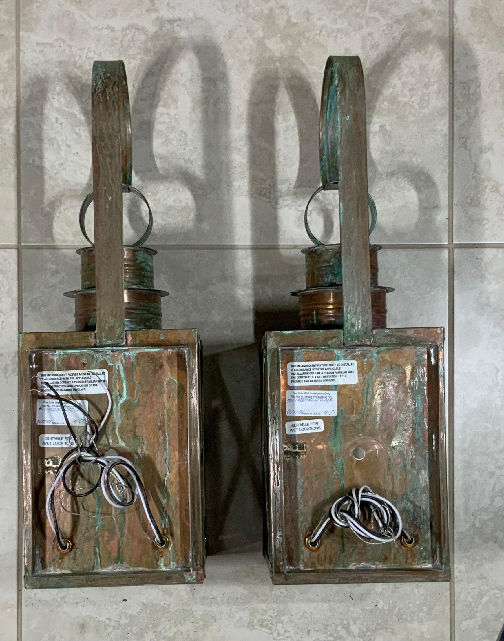 American Funky Pair of Solid Copper Wall Lantern