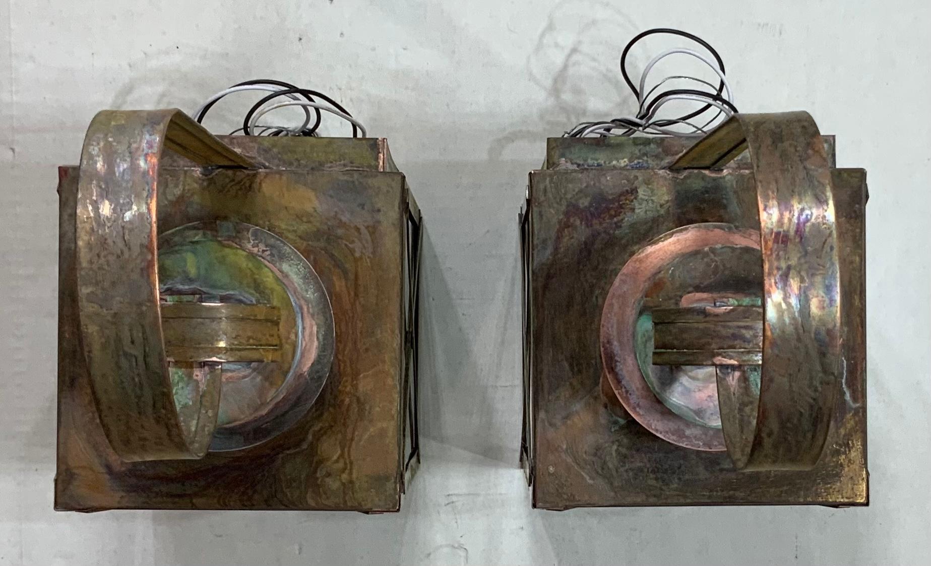 Funky Pair of Solid Copper Wall Lantern 4