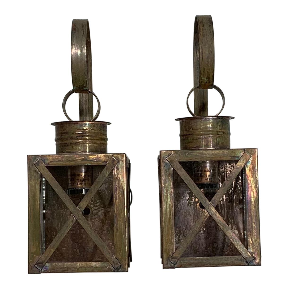 Funky Pair of Solid Copper Wall Lantern