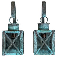 Par de faroles de pared de cobre macizo Funky
