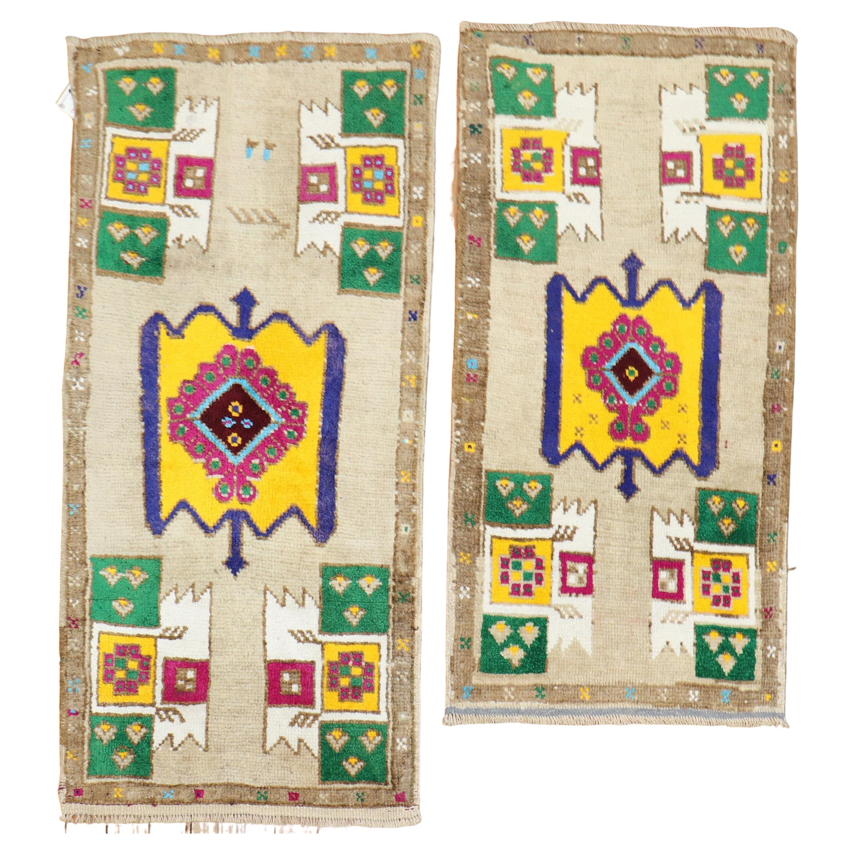 Funky Pair of Turkish Rugs