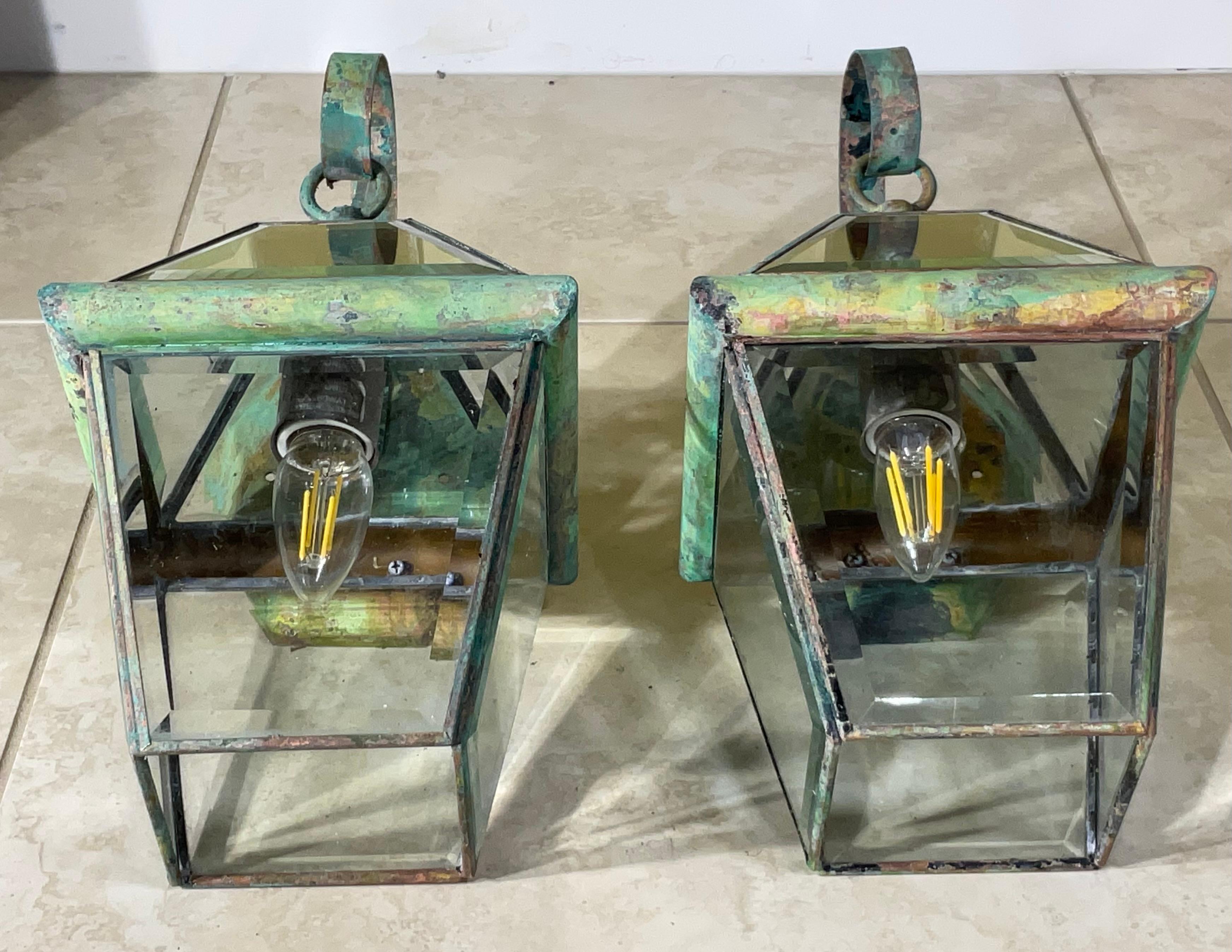 Coppia di lanterne vintage in ottone massiccio - 7 
