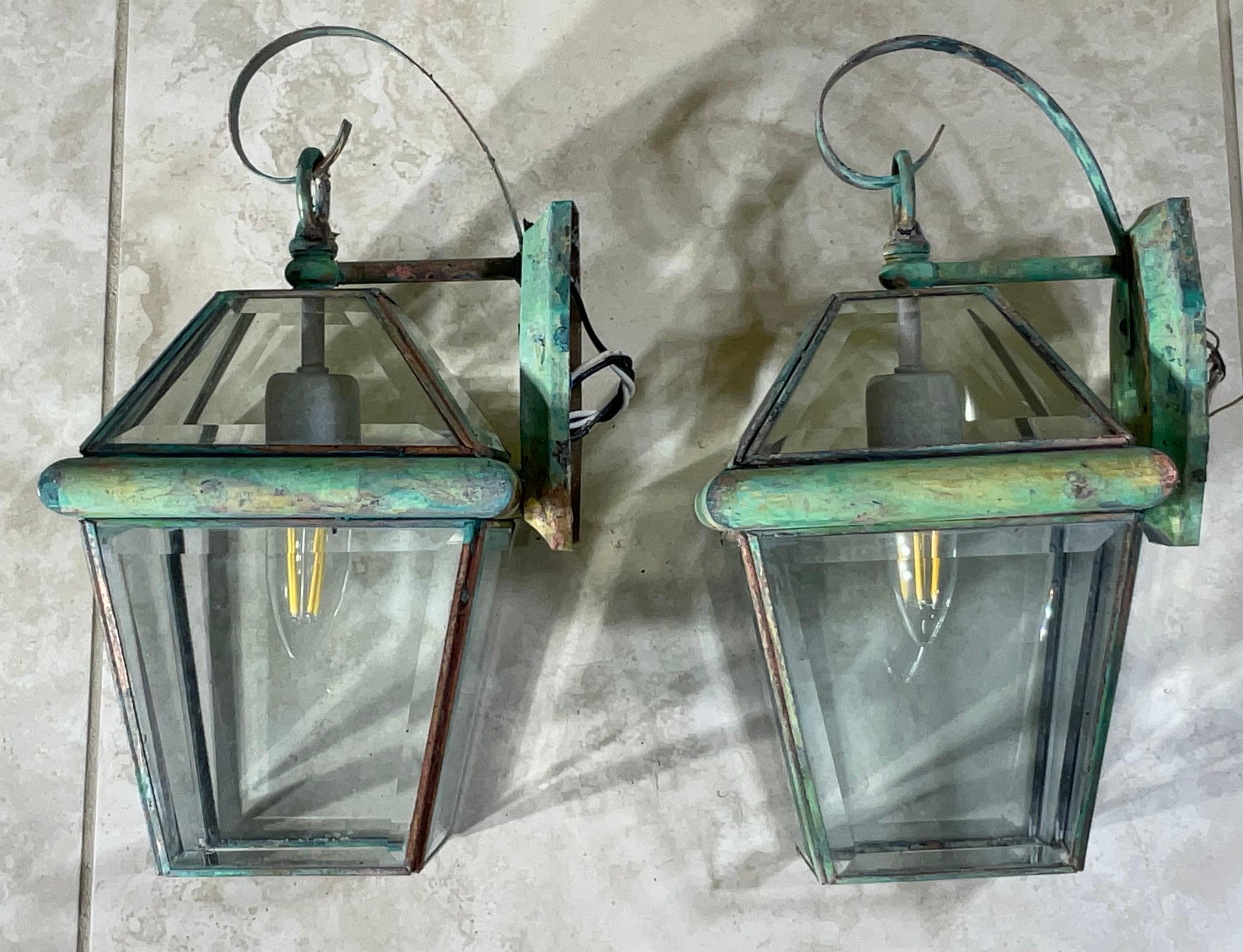 Coppia di lanterne vintage in ottone massiccio - 7 