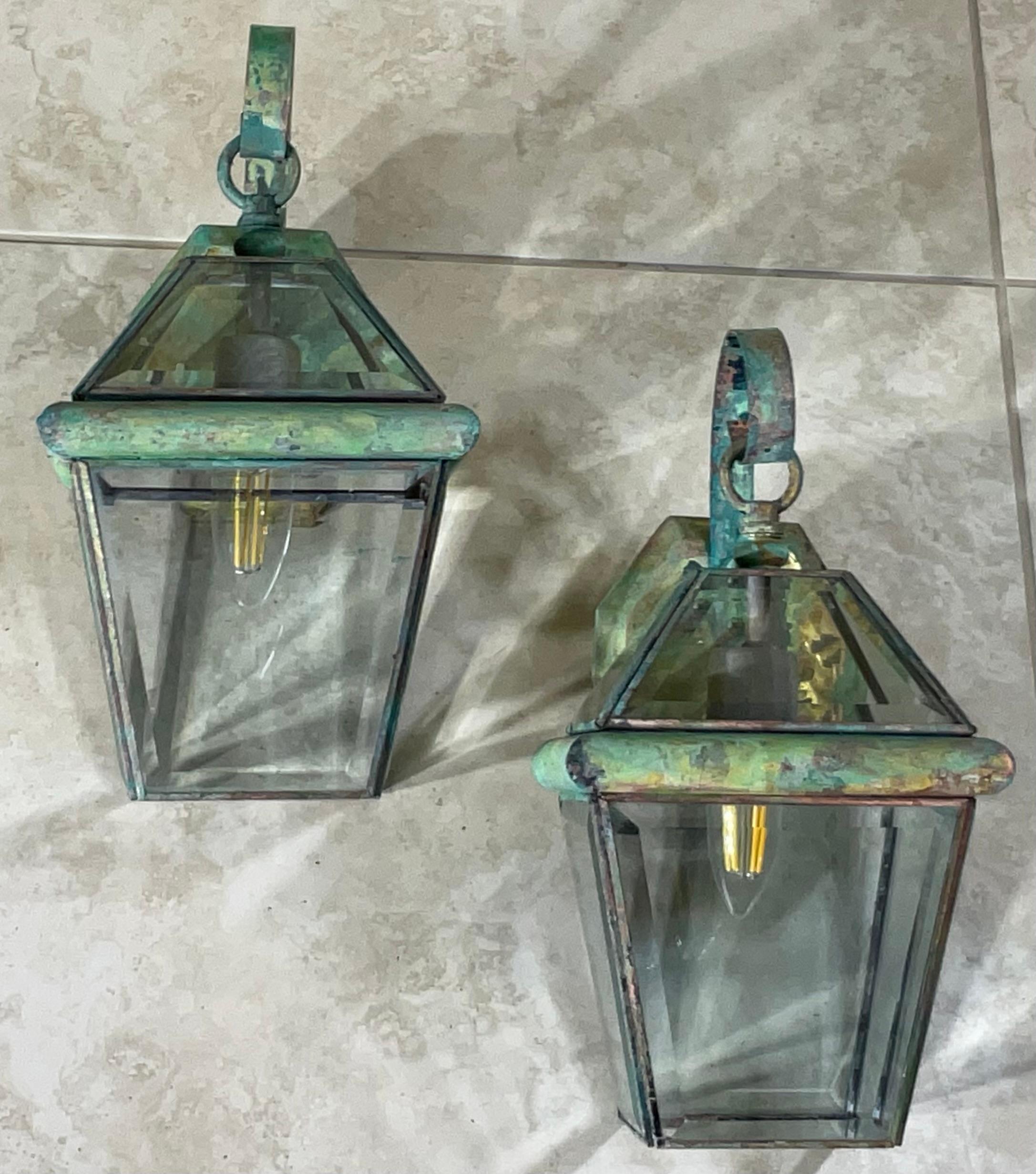 Coppia di lanterne vintage in ottone massiccio - 7 