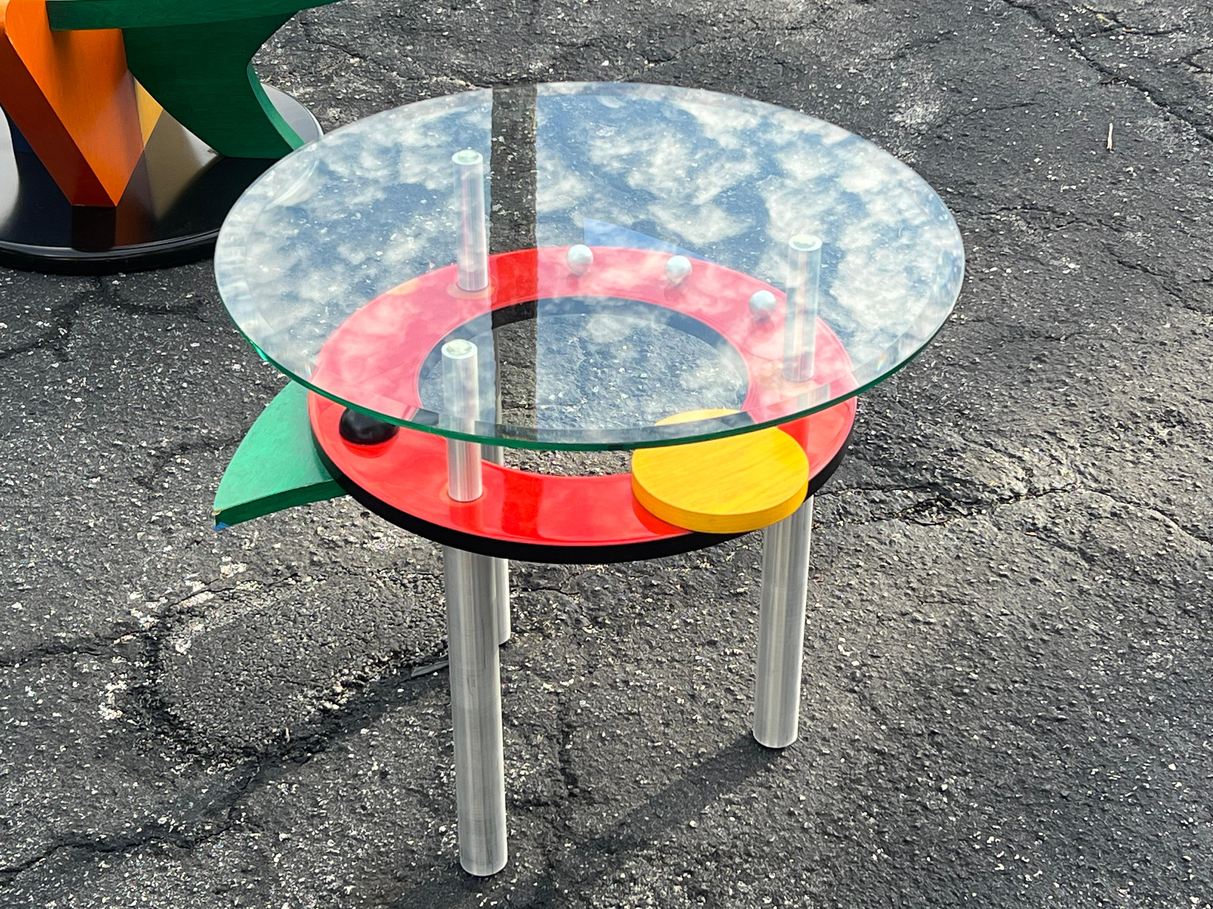 Late 20th Century Funky Post Modern Colorful Side Table ca' 1990 For Sale