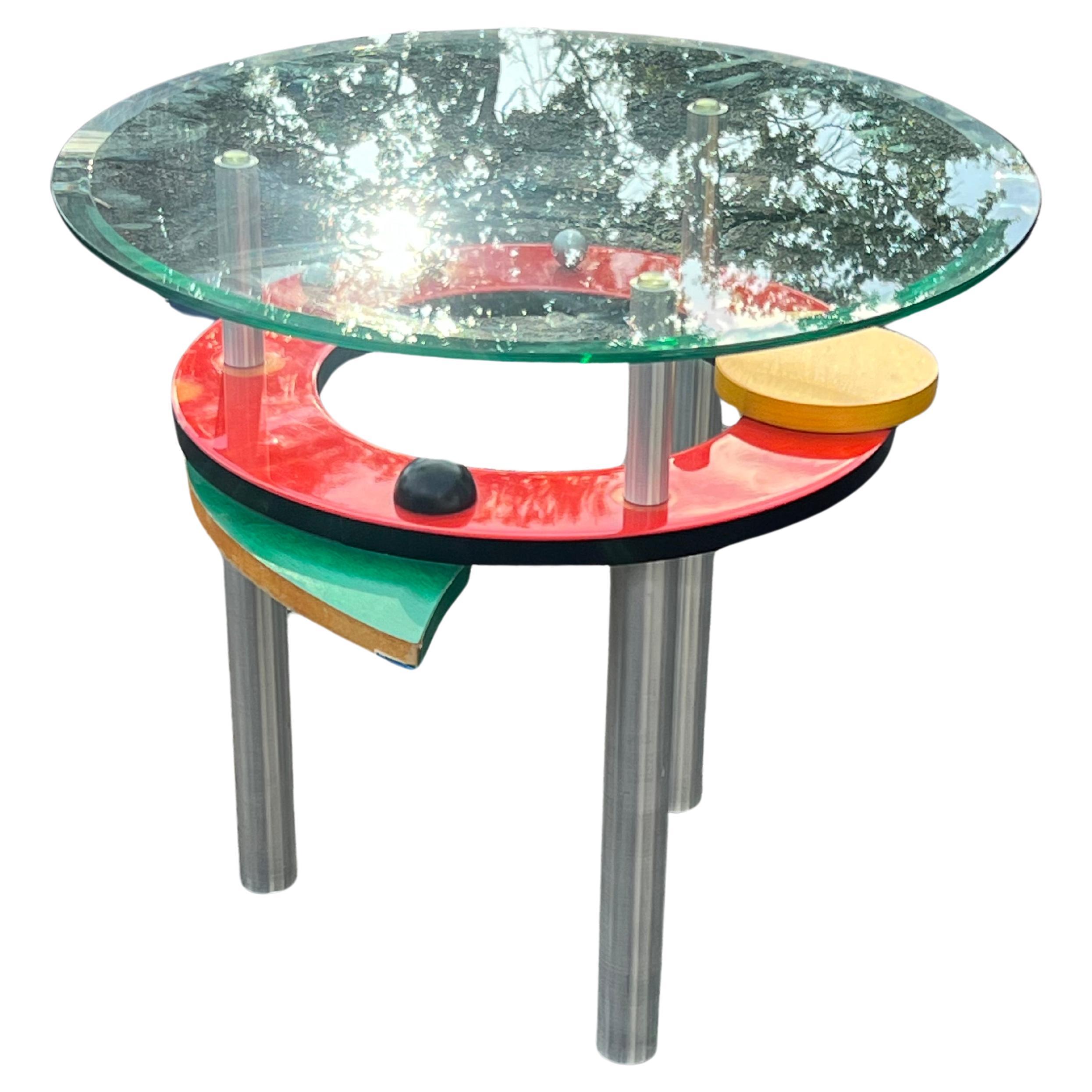 Funky Post Modern Colorful Side Table ca' 1990 For Sale