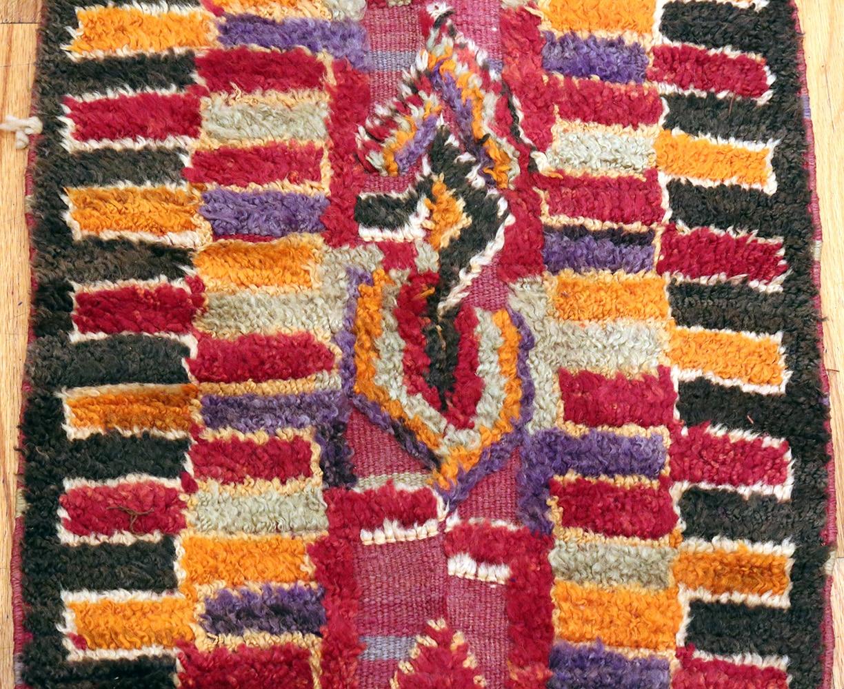 Tribal Funky Purple Vintage Moroccan Runner Rug. Size: 1' 9