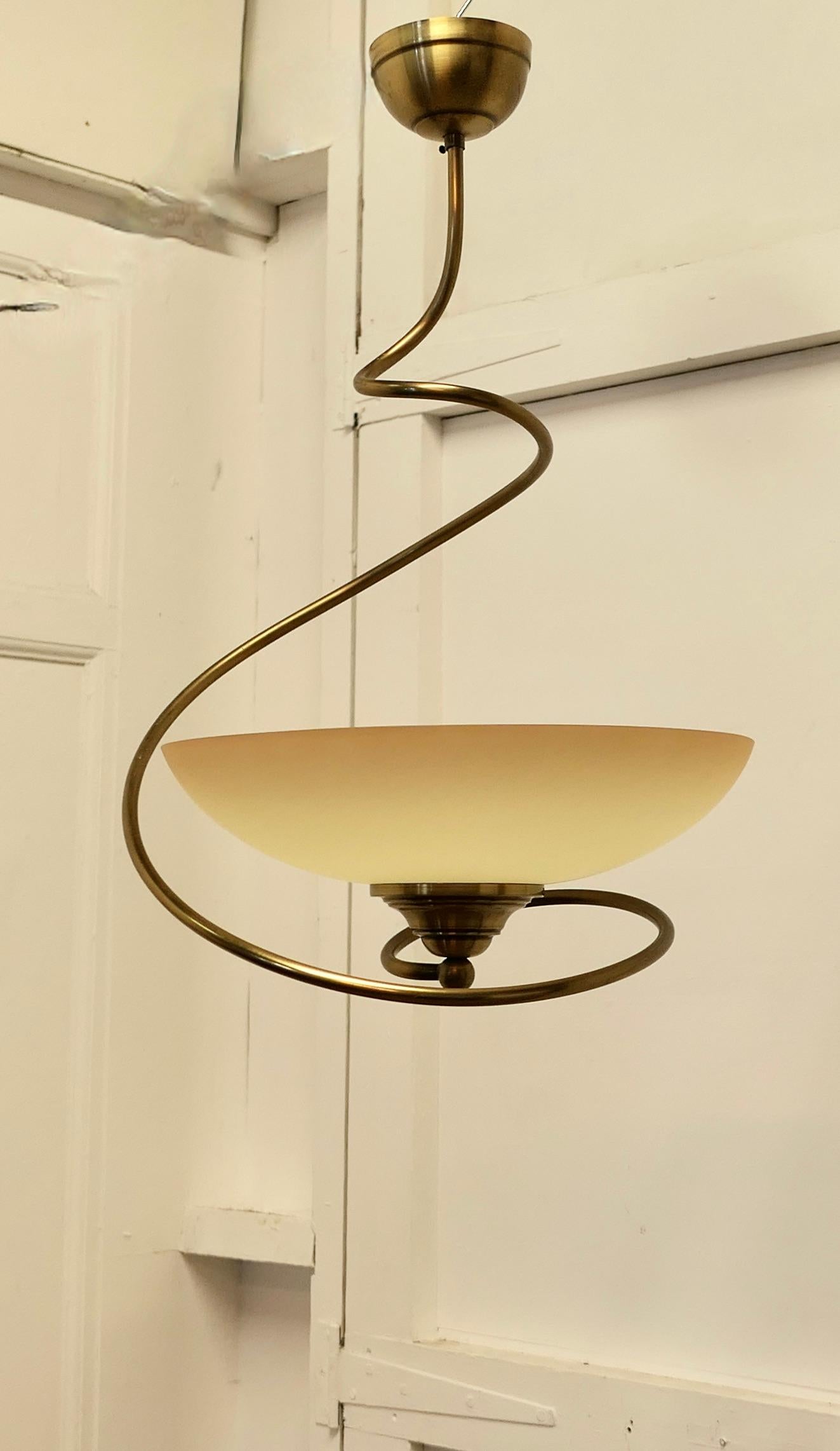 Brass Funky Retro Corkscrew Spring Ceiling Light   A Crazy piece