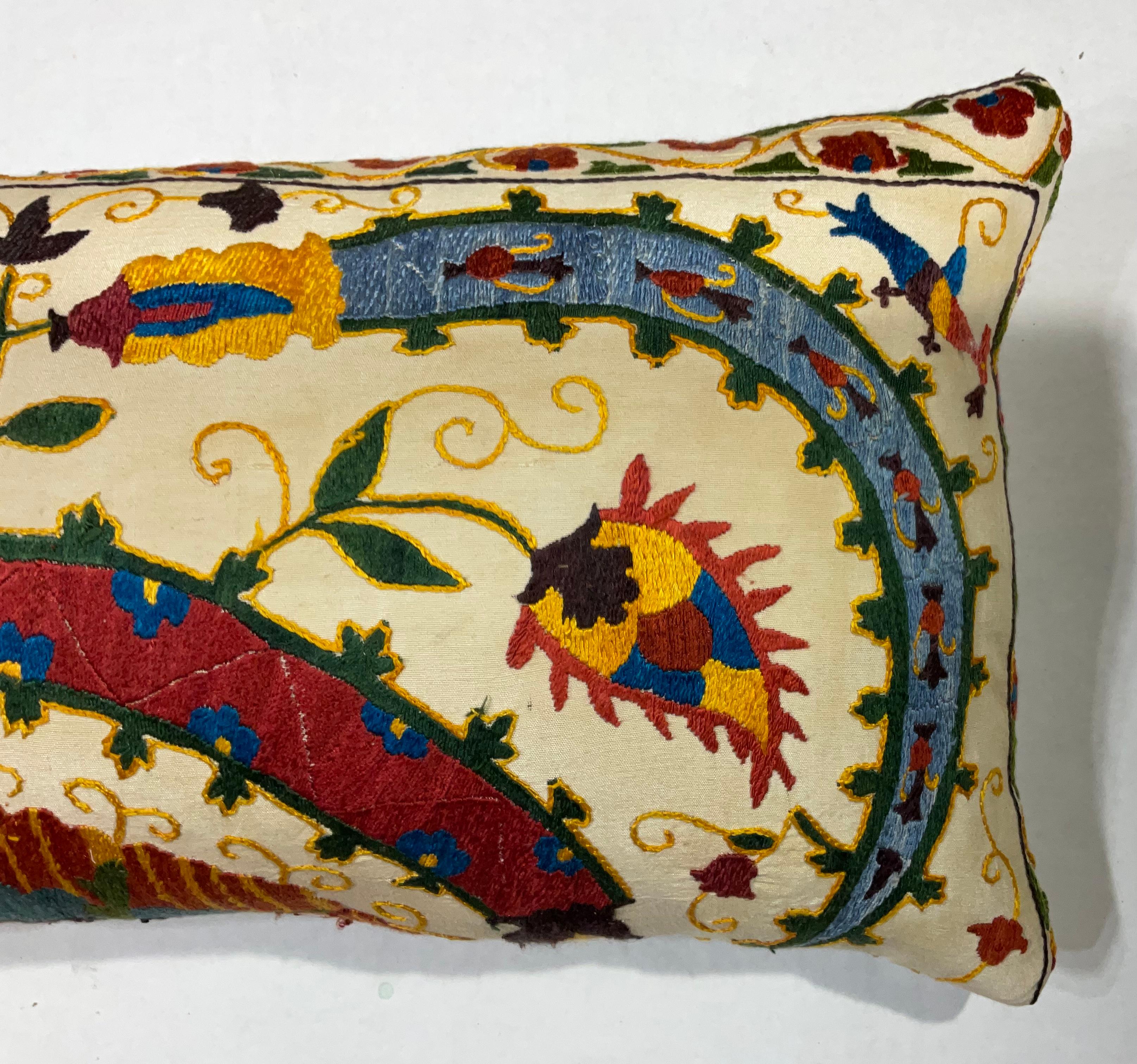 Funky Single Vintage Suzani Pillow In Good Condition In Delray Beach, FL