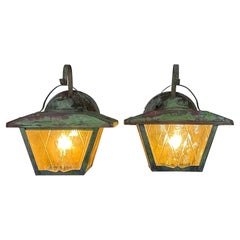 Funky Small Pair of Vintage Brass Wall Lantern