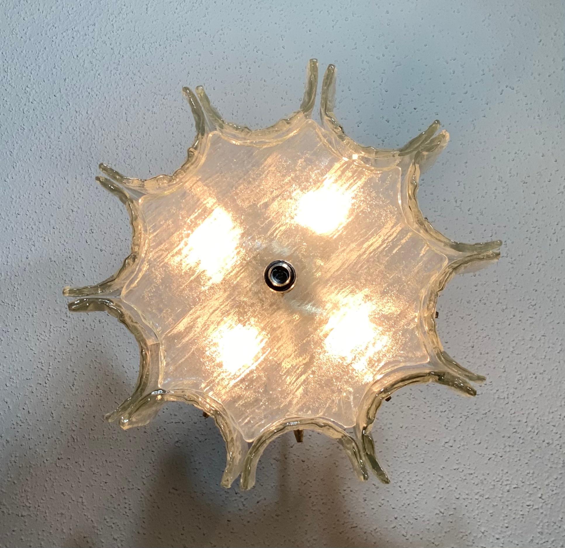 20th Century Funky Texture Glass Vintage Chandelier For Sale