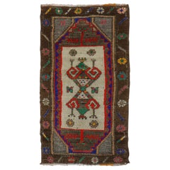 Vintage Funky Tribal Turkish 20th Century Mat Rug