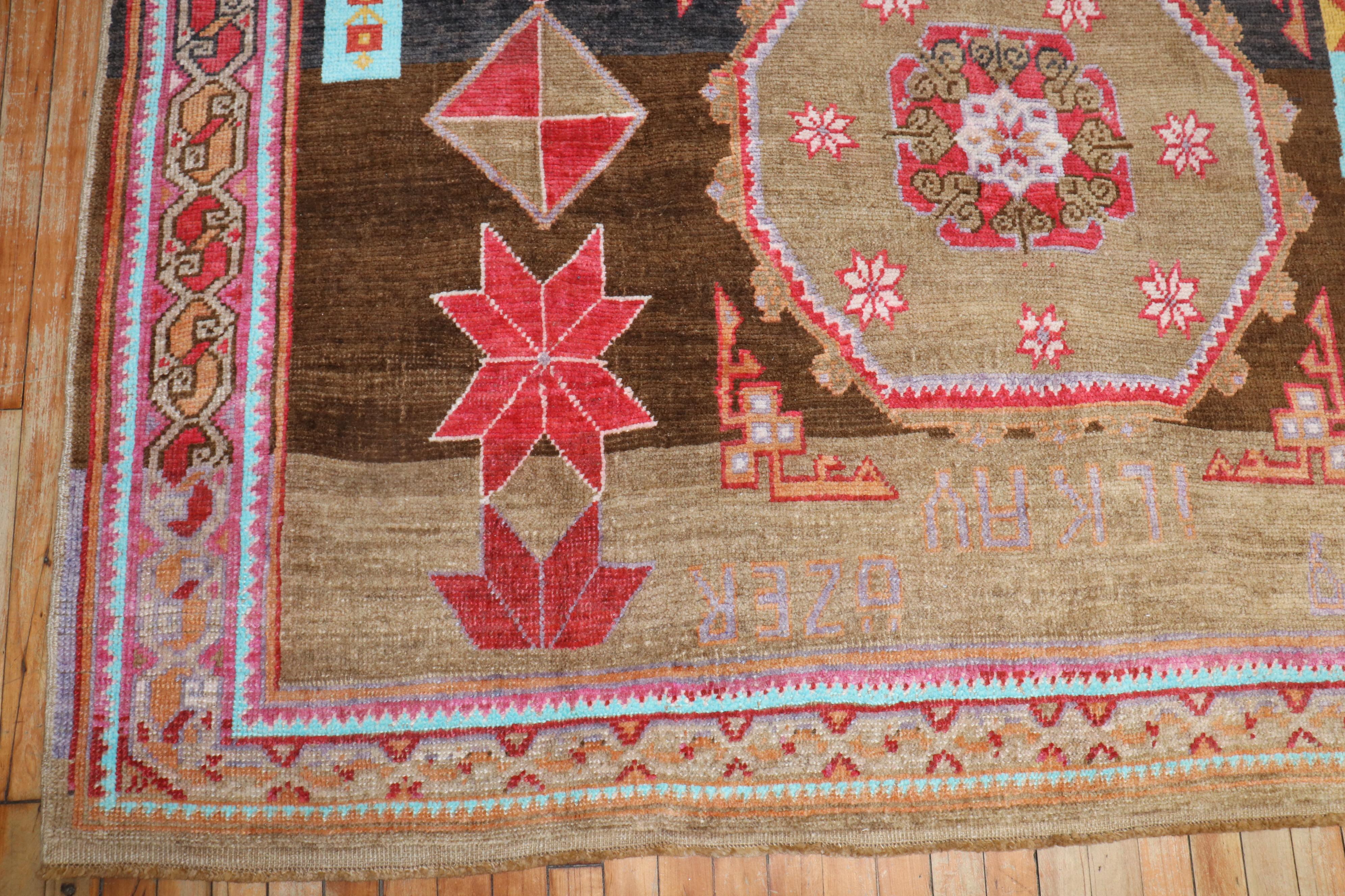 Funky Turkish Kars Rug In Good Condition For Sale In New York, NY
