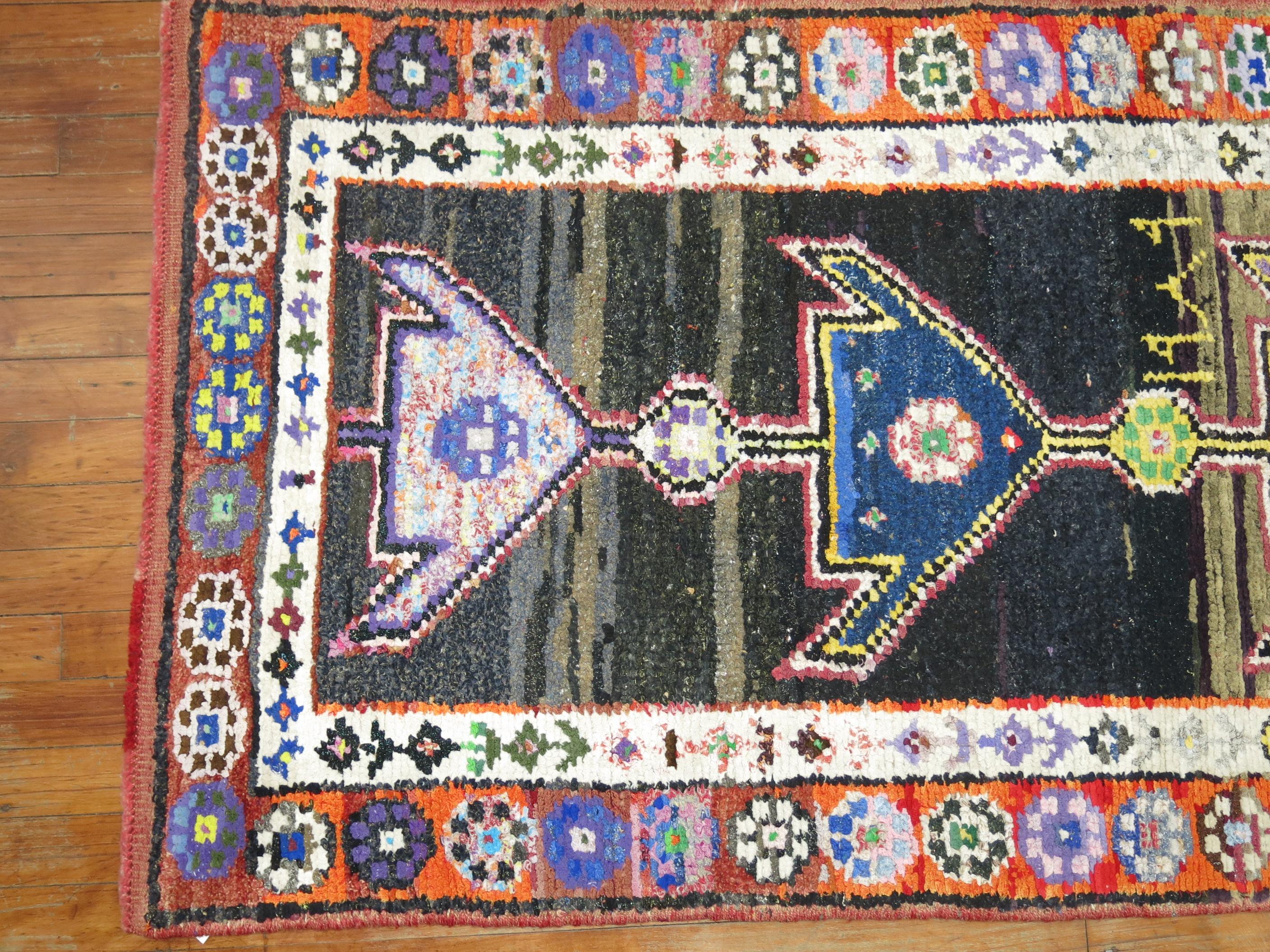 Futurist Funky Turkish Runner, Mid-20th Century For Sale