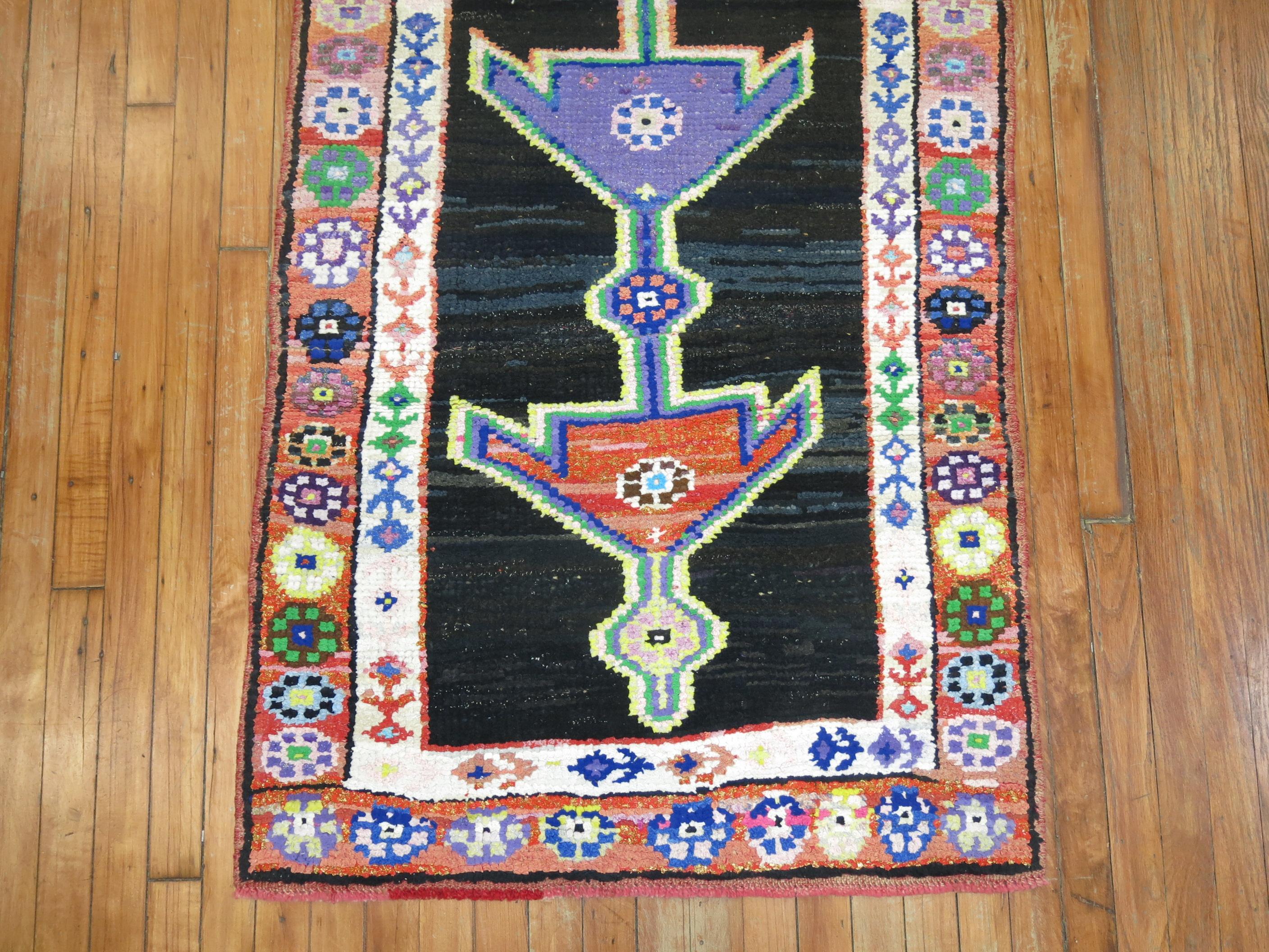 Funky Turkish Runner, Mid-20th Century For Sale 1