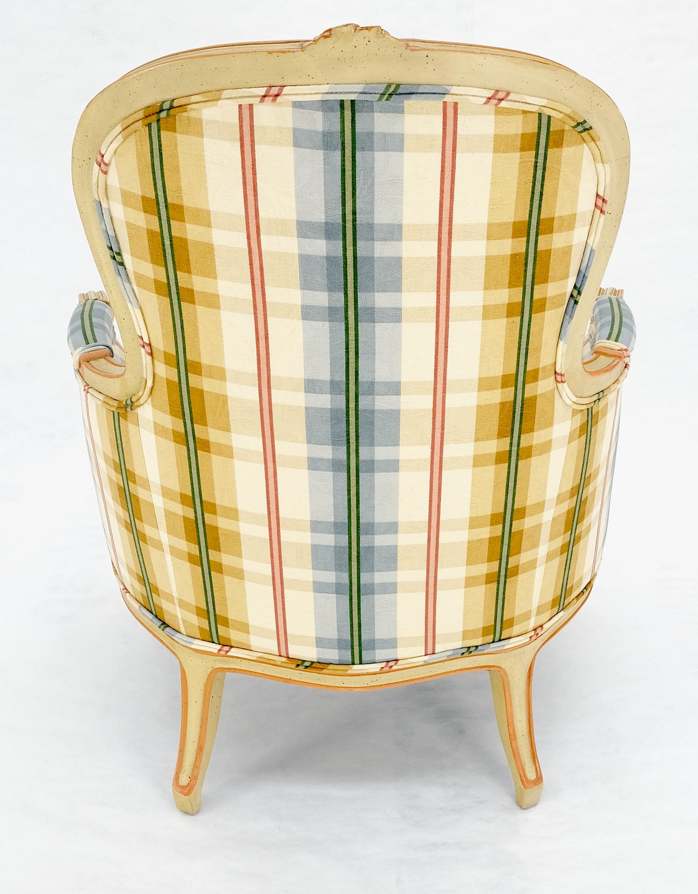 Funky Upholstery Painted & Carved Frame Französisch Ballon zurück Arm Lounge Chair MINT im Angebot 5