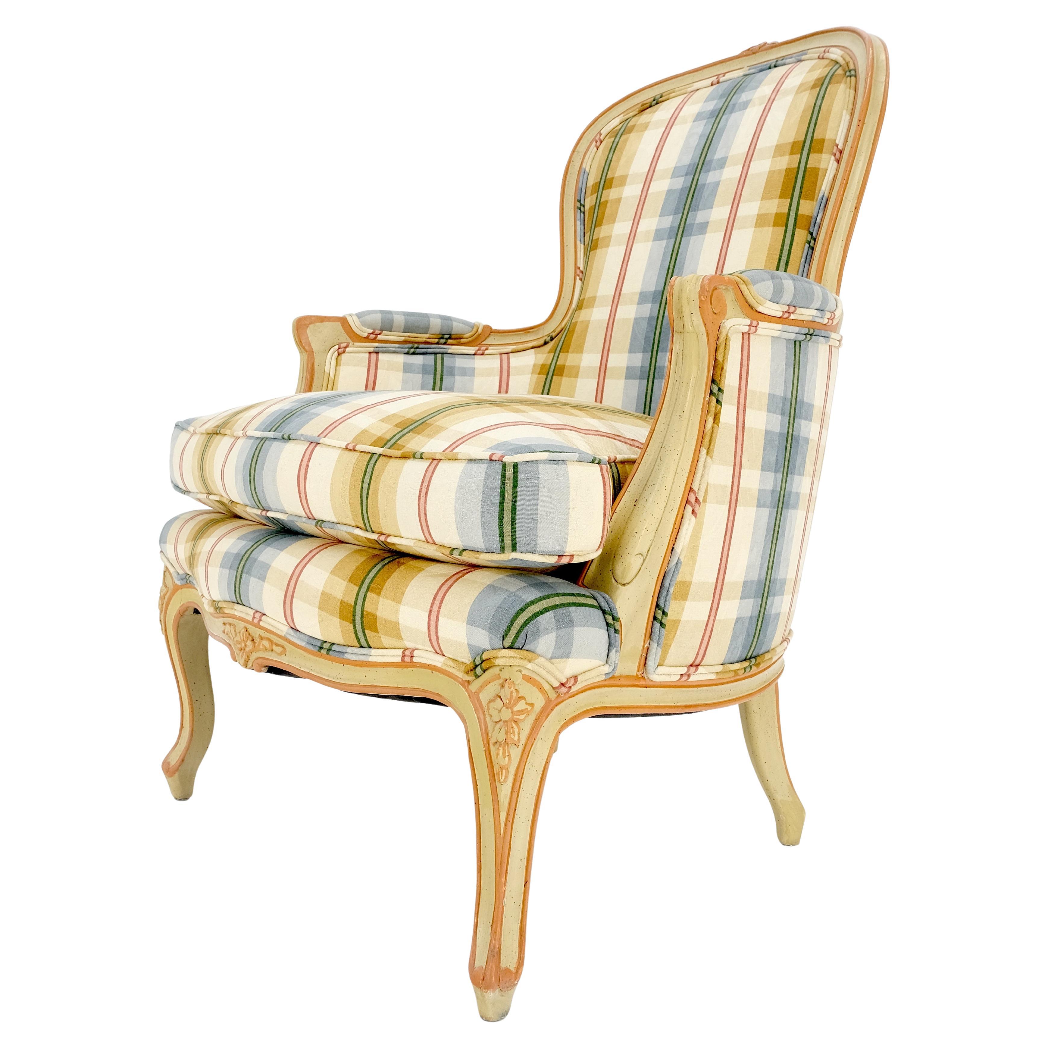 Funky Upholstery Painted 
Carved Frame French Ballon Back Arm Lounge Chair MINT